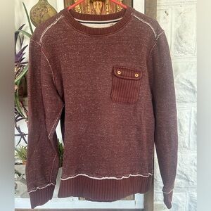 Men's Maroon Crewneck Sweater with Pocket